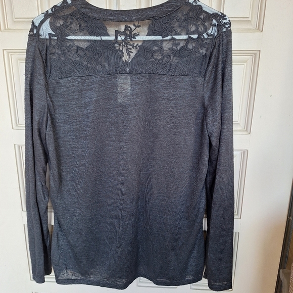 Faded Glory Lace Yoke Sweater Sz12/14 Lt Weight Long Sleeve Pullover Poly/Rayon - Picture 5 of 8
